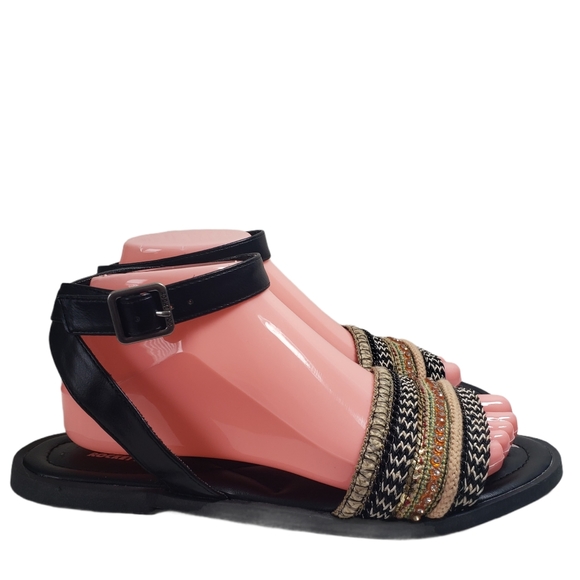 Rocket Dog Shoes Rocket Dog Black Embroidered Open Toe Ankle Strap